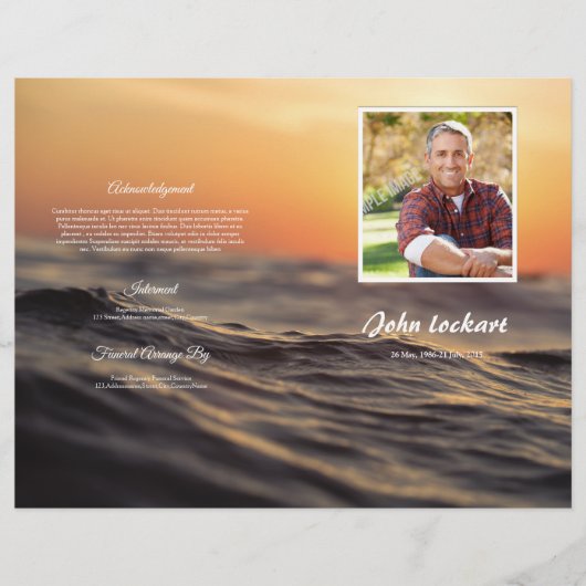 Prospectus 21,6 Cm X 24,94 Cm Modèle du programme funéraire commémoratif (Devant)