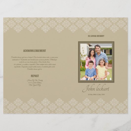 Prospectus 21,6 Cm X 24,94 Cm Modèle du programme funéraire imprimable (Devant)