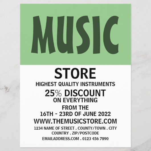 Prospectus 21,6 Cm X 24,94 Cm Modern Bold, magasin d'instruments de musique (Devant)