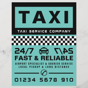 Prospectus 21,6 Cm X 24,94 Cm Moderne & tendance, entreprise de taxi avec liste 