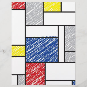 Prospectus 21,6 Cm X 24,94 Cm Mondrian Gribouillages Minimaliste Art Moderne De 