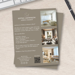 Prospectus 21,6 Cm X 24,94 Cm Monogram Photo QR Taupe Professionnel Entreprise