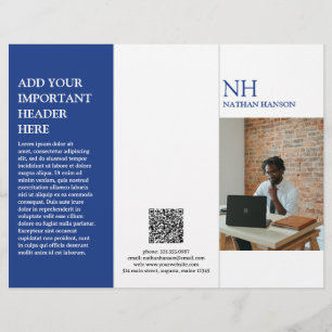 Prospectus 21,6 Cm X 24,94 Cm Monogramme bleu simple Brochure moderne