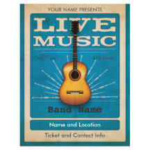 Musique Live Acoustique Guitare Flyer bleu