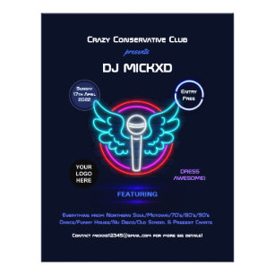 Prospectus 21,6 Cm X 24,94 Cm Neon DJ Music and Dance Gig Flyer