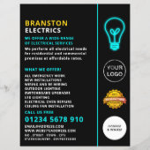 Prospectus 21,6 Cm X 24,94 Cm Neon Light, Electricien Publicité (Devant)