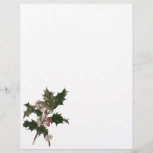 Prospectus 21,6 Cm X 24,94 Cm Noël vintage, plante de houx vert avec des baies