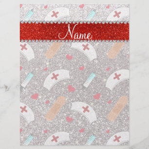 Prospectus 21,6 Cm X 24,94 Cm Nom personnalisé argent parties scintillant infirm