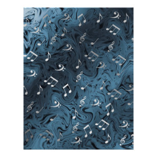 Prospectus 21,6 Cm X 24,94 Cm notes de musique argentée élégantes en bleu