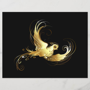 Prospectus 21,6 Cm X 24,94 Cm Oiseau d'or sur Arrière - plan noir