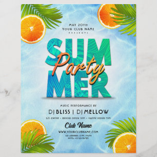 Prospectus 21,6 Cm X 24,94 Cm Oranges et Palm Feuille Summer Club Party