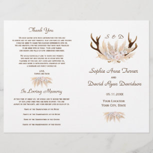Prospectus 21,6 Cm X 24,94 Cm Orchid Rose Pampas Grass Antlers Programme de mari