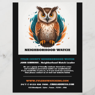Prospectus 21,6 Cm X 24,94 Cm Owl Design, Voisinage Communauté Watch Advert