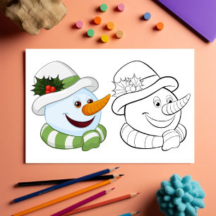 Prospectus 21,6 Cm X 24,94 Cm Page de coloration de la tête de bonhomme de neige