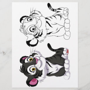 Prospectus 21,6 Cm X 24,94 Cm Page de coloration du tigre de dessin mignon