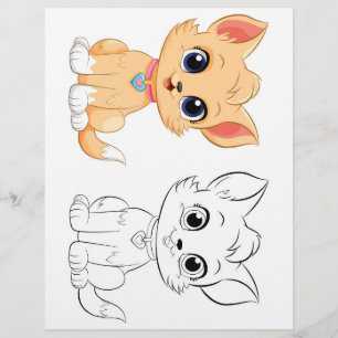 Prospectus 21,6 Cm X 24,94 Cm Page de coloriage de chat de dessin animé mignon