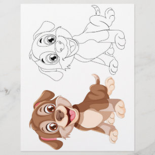 Prospectus 21,6 Cm X 24,94 Cm Page de coloriage de chien de dessin animé mignon