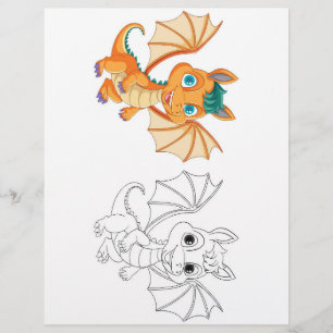 Prospectus 21,6 Cm X 24,94 Cm Page de coloriage de dragon de dessin animé mignon