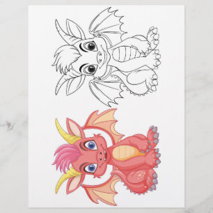 Prospectus 21,6 Cm X 24,94 Cm Page de coloriage de dragon de dessin mignon