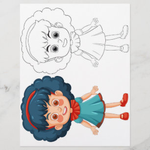 Prospectus 21,6 Cm X 24,94 Cm Page de coloriage de fille de dessin animé mignonn