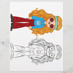 Prospectus 21,6 Cm X 24,94 Cm Page de coloriage de fille de mode dessin animé mi