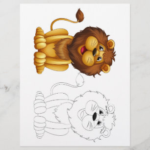 Prospectus 21,6 Cm X 24,94 Cm Page de coloriage de lion de dessin animé mignon p