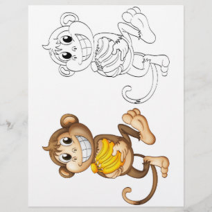Prospectus 21,6 Cm X 24,94 Cm Page de coloriage de singe de carton mignon