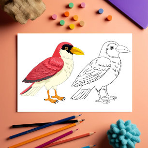 Prospectus 21,6 Cm X 24,94 Cm Page de coloriage d'oiseau de Cartoon mignon