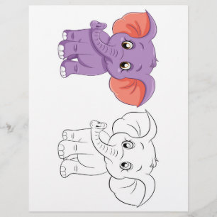 Prospectus 21,6 Cm X 24,94 Cm Page de coloriage éléphant de dessin animé mignon
