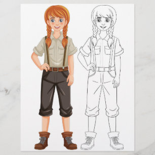 Prospectus 21,6 Cm X 24,94 Cm Page de coloriage fille de dessin mignon