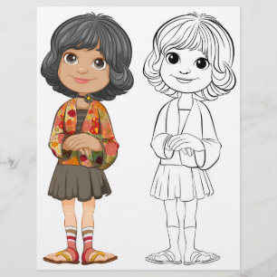 Prospectus 21,6 Cm X 24,94 Cm Page de coloriage fille de dessin mignon