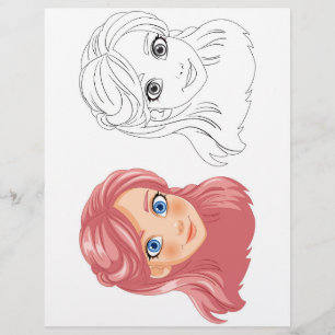 Prospectus 21,6 Cm X 24,94 Cm Page de coloriage fille de dessin mignon