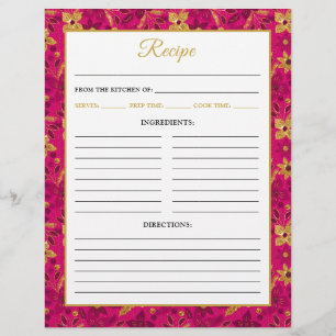 Prospectus 21,6 Cm X 24,94 Cm Page de recette de fleurs de poinsettia rose et or