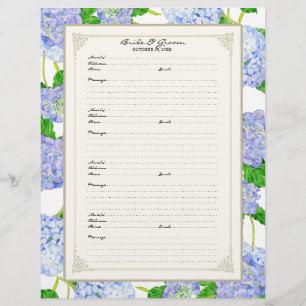 Prospectus 21,6 Cm X 24,94 Cm Page du livre d'invité mariage Blue Hydrangea Lace