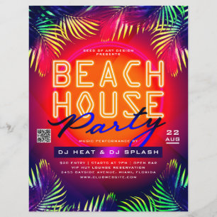 Prospectus 21,6 Cm X 24,94 Cm Palm Tree Feuilles Beach House Party Club Événemen