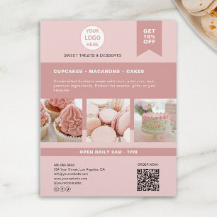 Prospectus 21,6 Cm X 24,94 Cm Papeterie personnalisée rose pour boulangerie