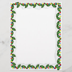Prospectus 21,6 Cm X 24,94 Cm Papier à lettres de Noël Holly Lights