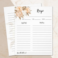 Papier Classeur Rustique Automne Floral Recette