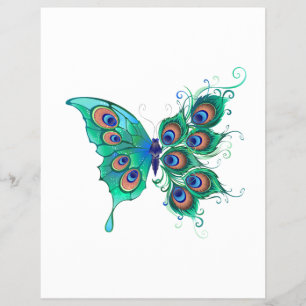 Prospectus 21,6 Cm X 24,94 Cm Papillon aux plumes de paon vert