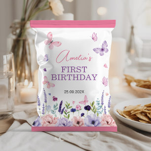 Prospectus 21,6 Cm X 24,94 Cm Papillon Floral Girl Anniversaire Chip Bag