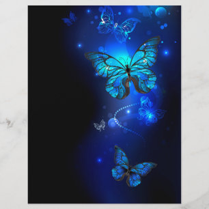 Prospectus 21,6 Cm X 24,94 Cm Papillon Morpho sur Fond Sombre