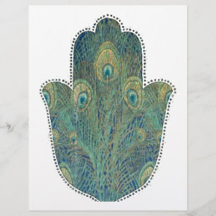 Prospectus 21,6 Cm X 24,94 Cm Peacock Feather Hamsa