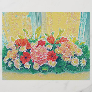 Prospectus 21,6 Cm X 24,94 Cm Peinture à fleurs colorées