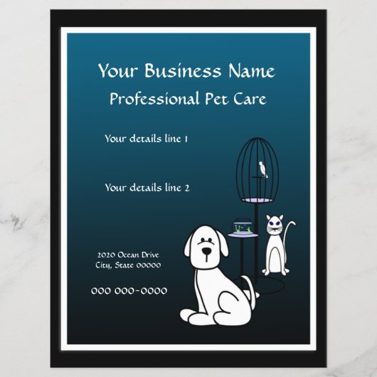 Prospectus 21,6 Cm X 24,94 Cm Pet Sitter Boaring Business Flyer (Devant)