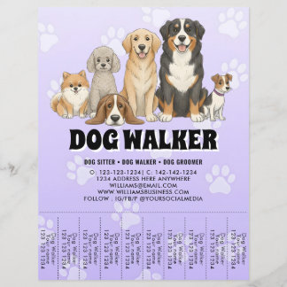 Prospectus 21,6 Cm X 24,94 Cm Pet Sitting Dog Walker Custom Promotional Purple