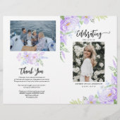 Prospectus 21,6 Cm X 24,94 Cm Pétales violets doux pliés Programme funéraire (Devant)