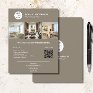 Prospectus 21,6 Cm X 24,94 Cm Photo de logo personnalisé QR Taupe Professionnel