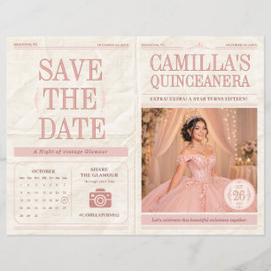 Prospectus 21,6 Cm X 24,94 Cm Photo de Quinceañera à sauvegarder la date sur un
