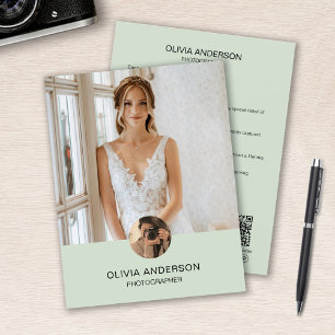 Prospectus 21,6 Cm X 24,94 Cm Photo personnalisée moderne QR Green Photographer