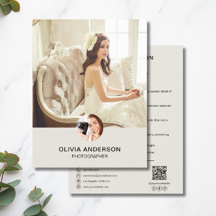 Prospectus 21,6 Cm X 24,94 Cm Photographe de mariage QR photo minimaliste élégan